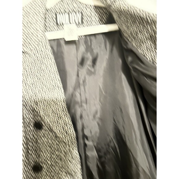 Vintage Paul Levy Trench Coat Womens Gray Wool Herringbone Jacket Size 10 - Picture 13 of 15